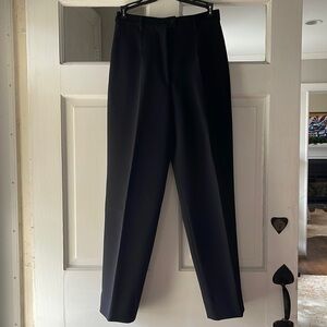 Burberry navy crepe wool slacks.